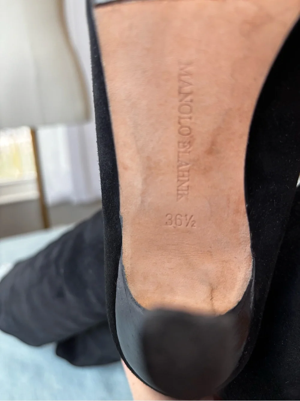 Manolo Blahnik Black Stretch-Suede Over-the-Knee Stiletto Boots Pamfilo 90